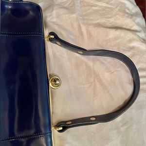 Leather Royal Blue handbag with gold-tone clasp - PURSE